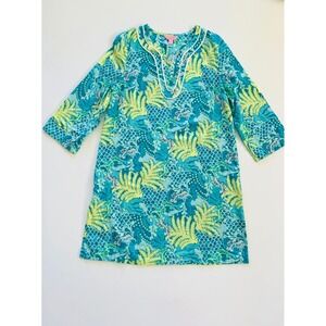 Lilly Pulitzer Sleep Lounge Nightgown Cotton Sm 0 2 XS Gecko Coral Sealife Tunic